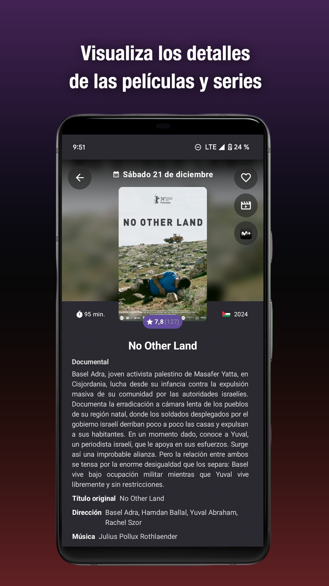 Captura de pantalla de la app - Detalles de película
